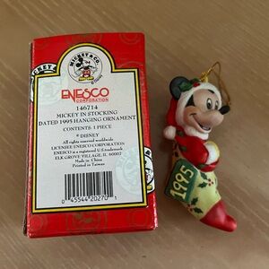 Enesco Disney porcelain ornament. Mickey in Stocking - dated 1995